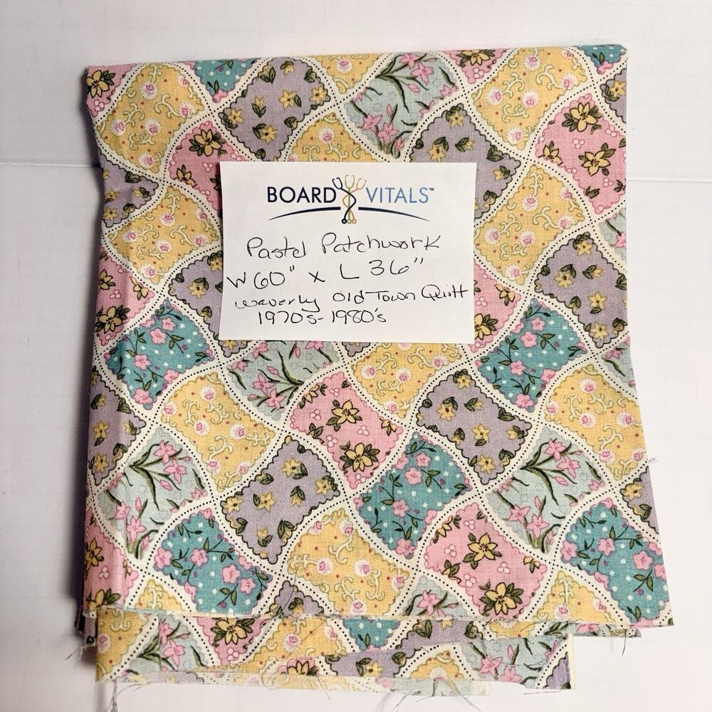 Vintage Waverly Pastel Fabric Old Town Quilt Cotton Patchwork 1970 1980 60x36”